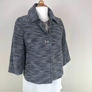 Liz Claiborne Black Loom Knit 3/4 Sleeves Cropped Jacket NWOT